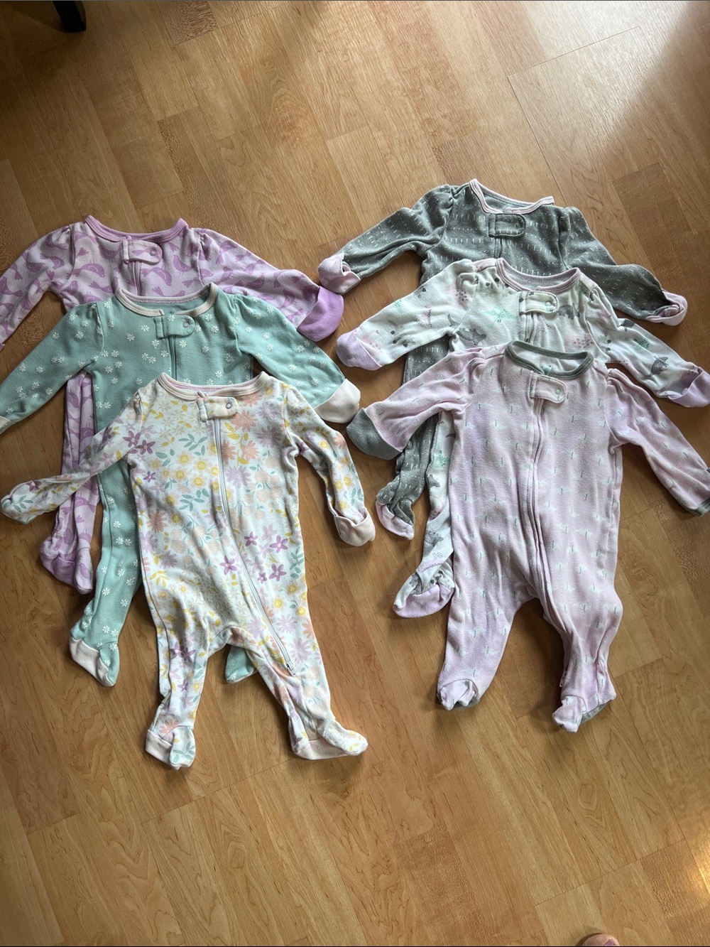 6 cloud island 0-3M 3M floral Dino Baby Footed One-Pieces Sleep N Play PJs